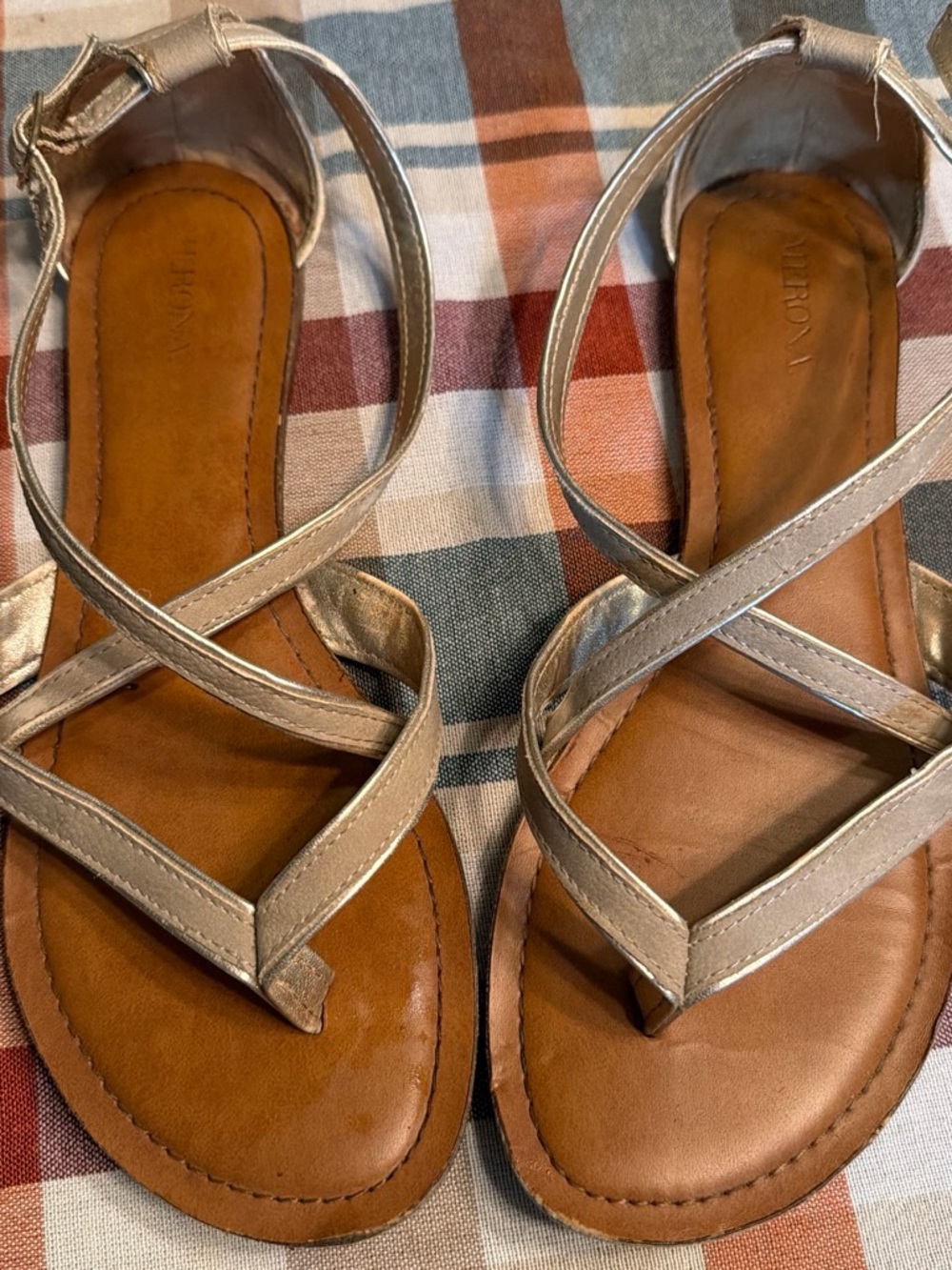 Merona Metallic Gold Crisscross Ankle-Strap Sandals